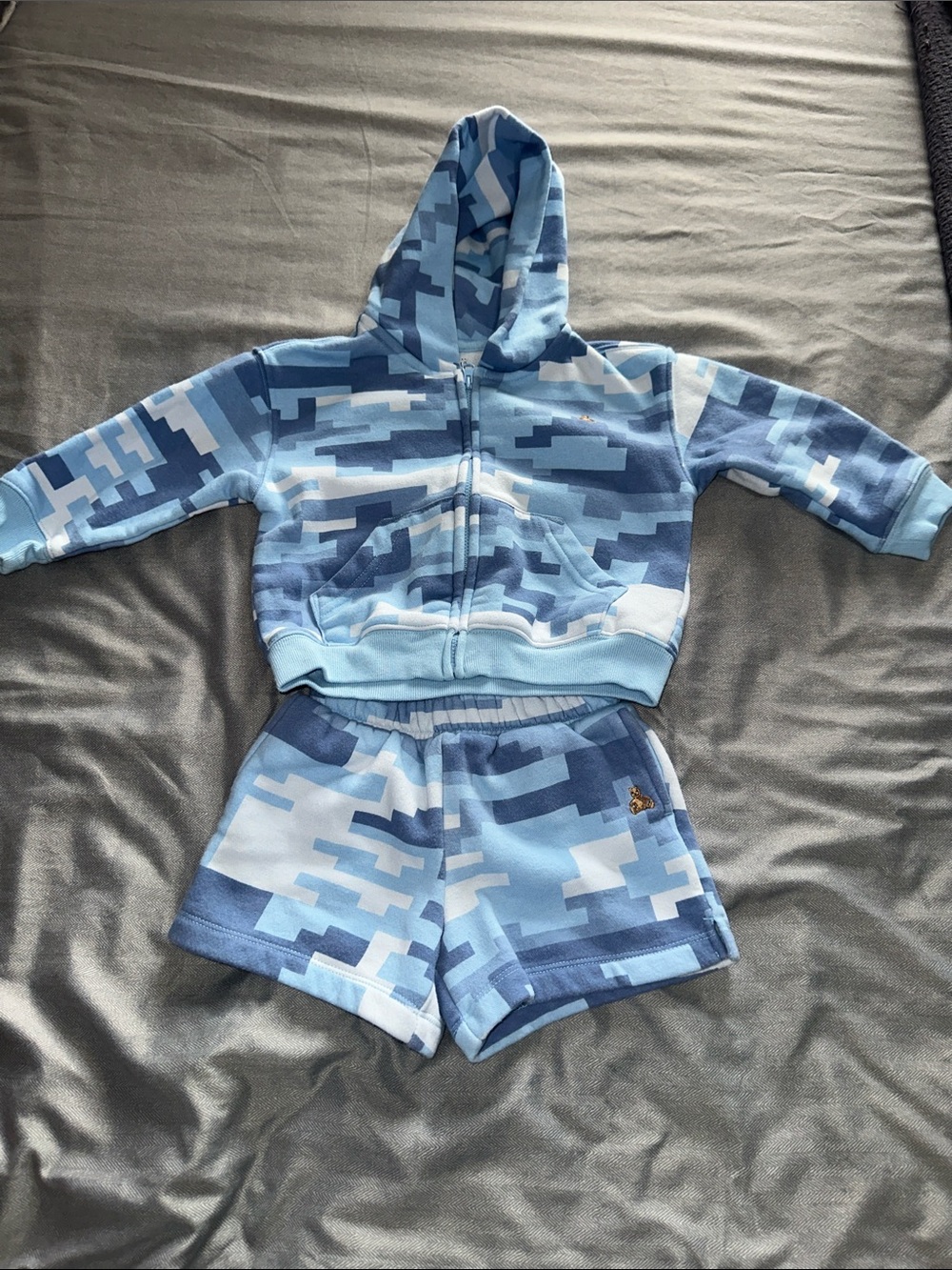 GAP Blue Camo Hoodie & Shorts Set